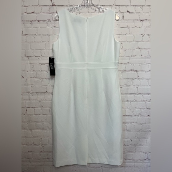 Le Suit Crepe Open Front Jacket & Crewneck Sheath Dress Suit - Picture 8 of 14